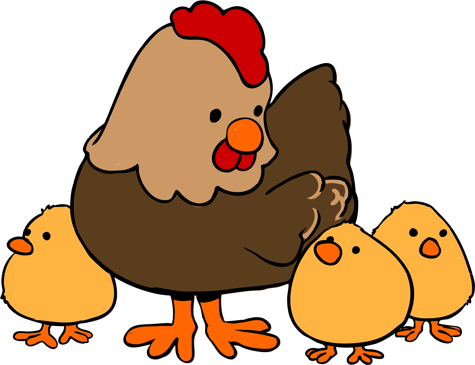 Mother Hen With Chicks Illustration PNG Image