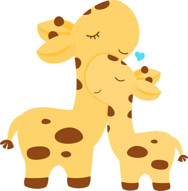 Motherand Baby Giraffe Affection PNG Image