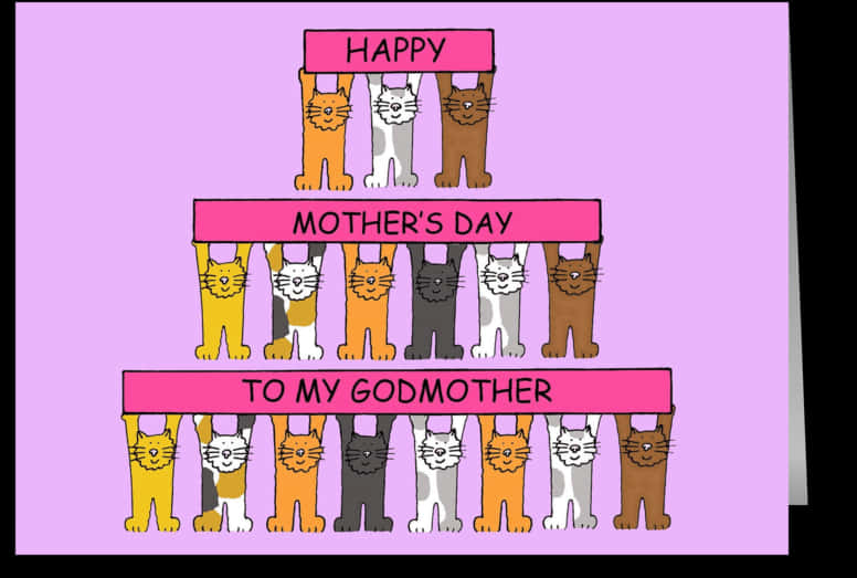 Mothers Day Cats Greeting Card PNG Image