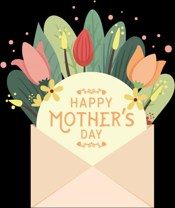 Mothers Day Floral Greeting Card PNG Image