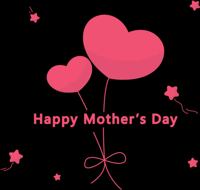 Mothers Day Heart Balloons Greeting PNG Image