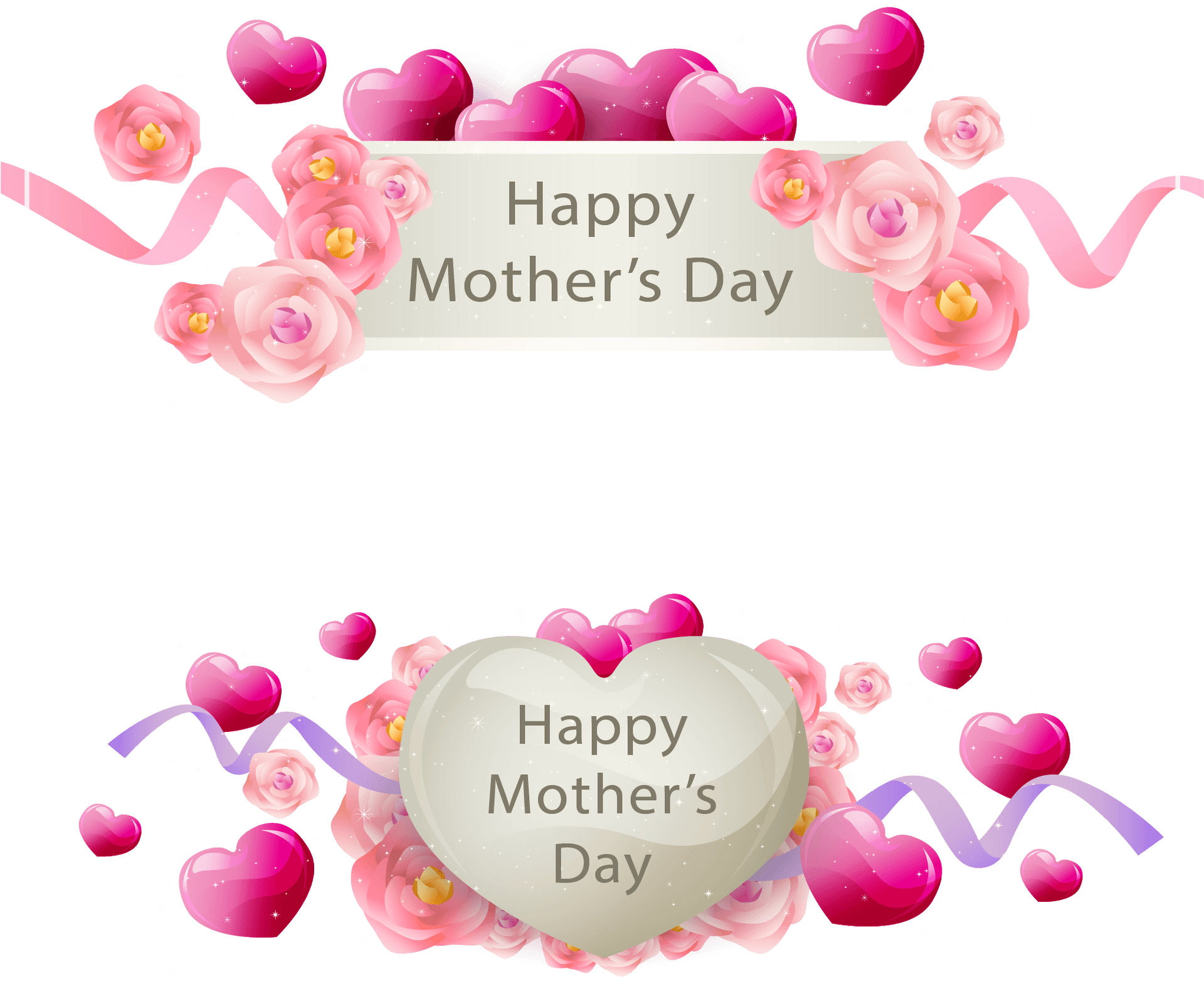 Mothers Day Heartand Roses Celebration PNG Image