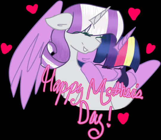 Mothers Day Unicorn Celebration PNG Image