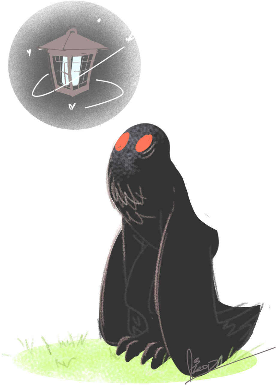 Mothman Contemplating Lantern PNG Image