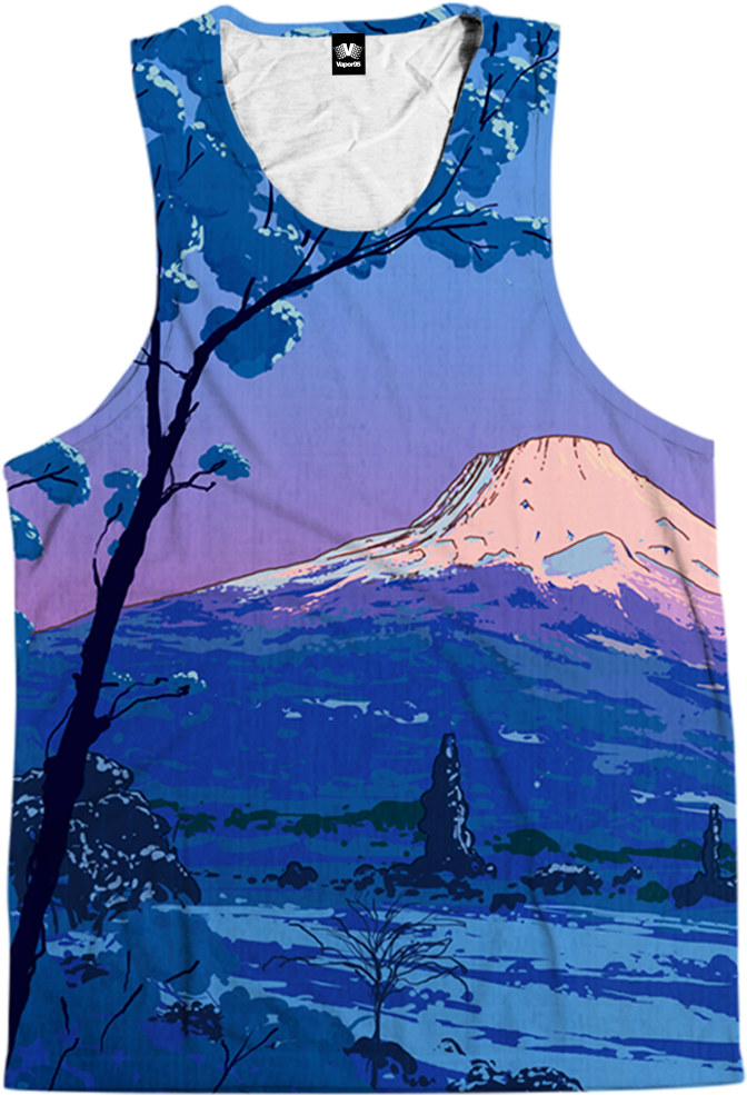 Mount Fuji Graphic Tank Top PNG Image