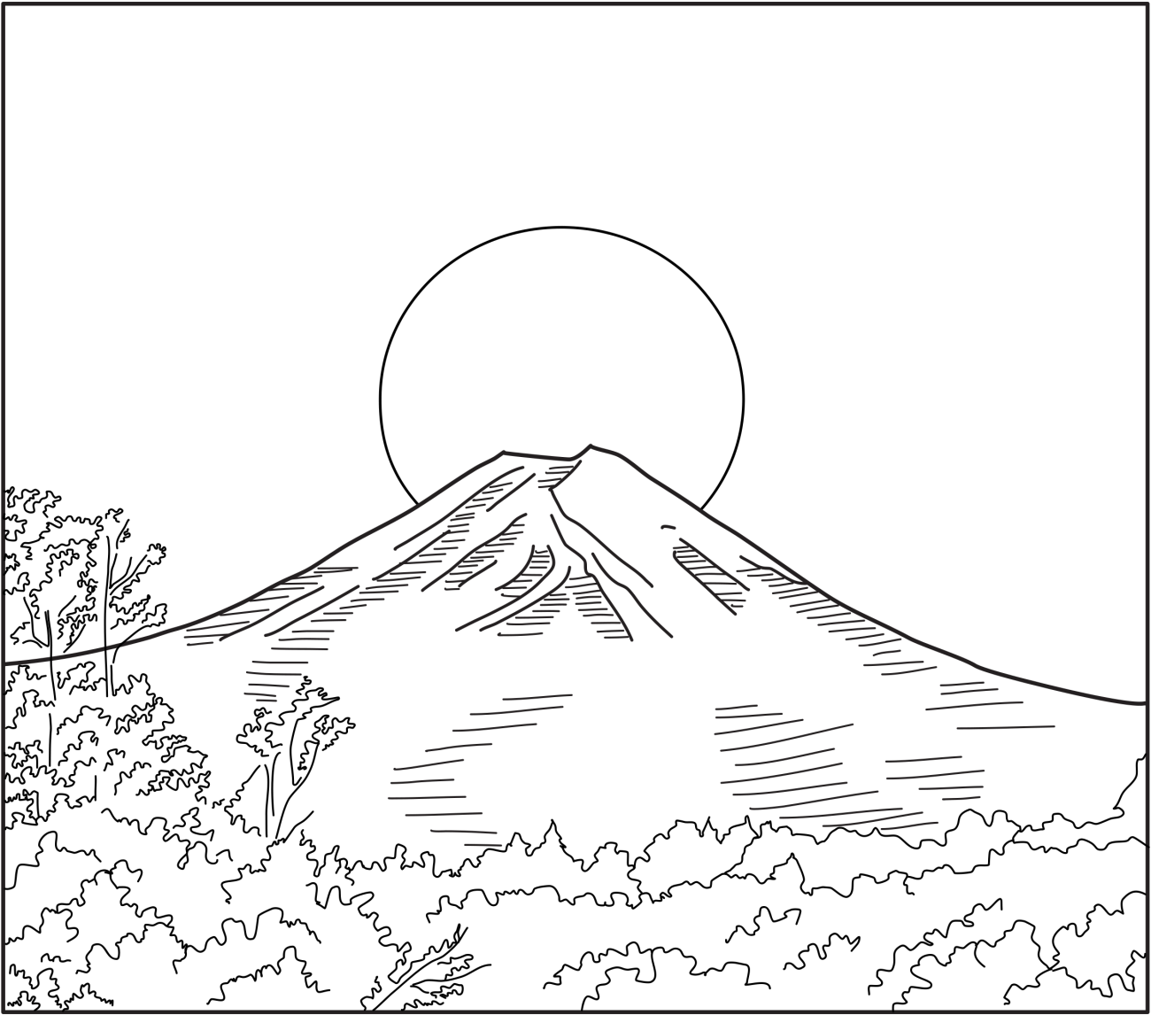 Mount Fuji Silhouetteat Dawn PNG Image