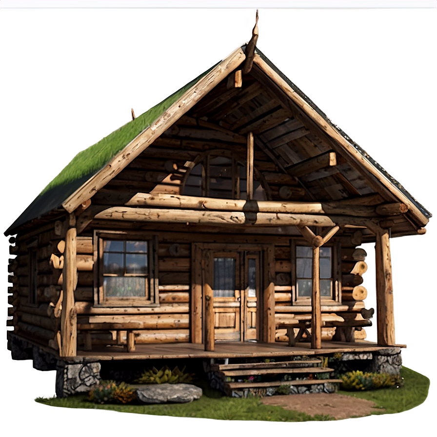 Mountain Log Cabin View Png Rxh PNG Image