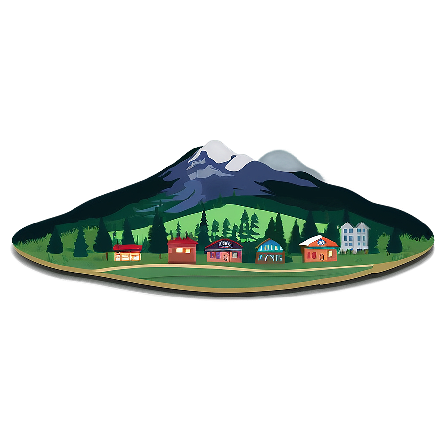 Mountain Town Landscape Png Wkm36 PNG Image