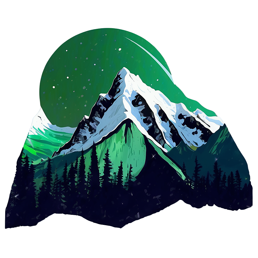 Mountain With Aurora Png Dgn97 PNG Image