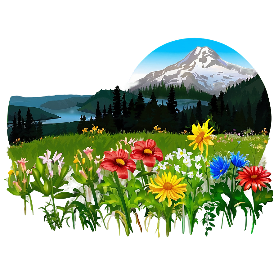 Mountain With Flowers Png 41 PNG Image