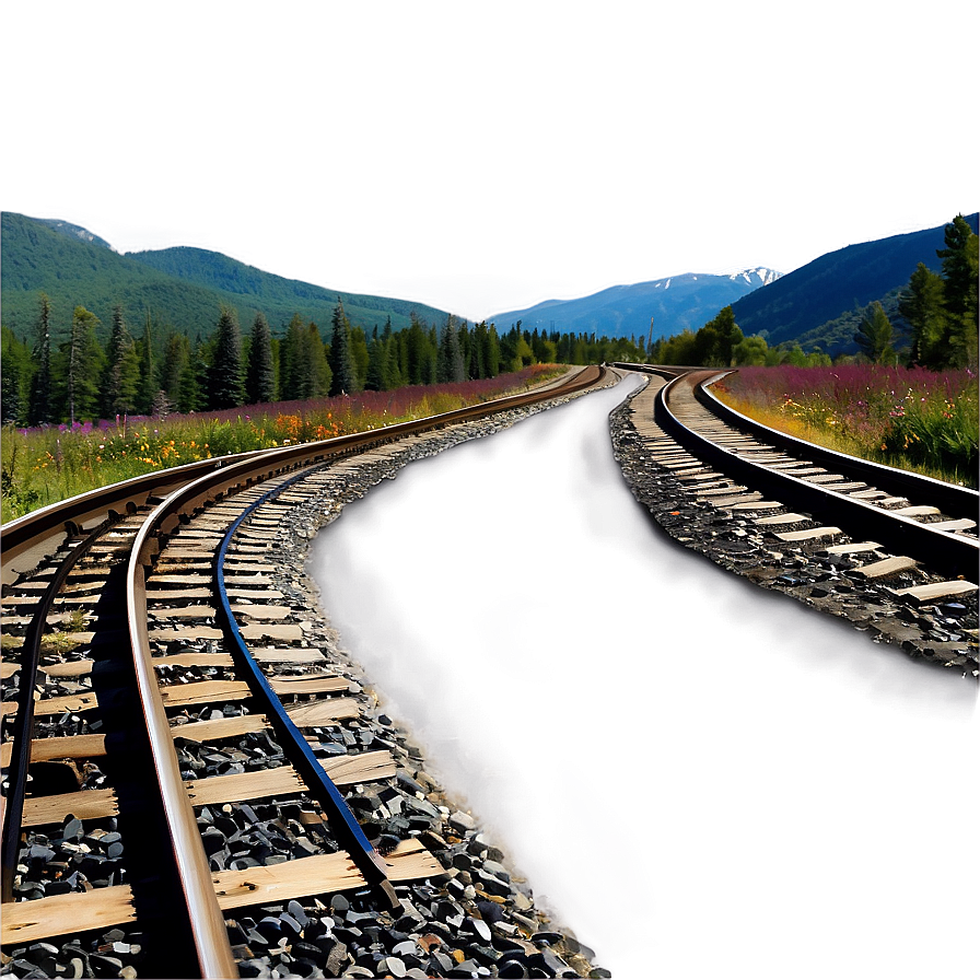 Mountainous Landscape Railroad Tracks Png 06122024 PNG Image