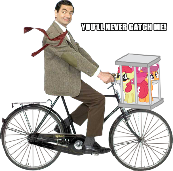 Mr Bean Escapeon Bicyclewith Ponies PNG Image