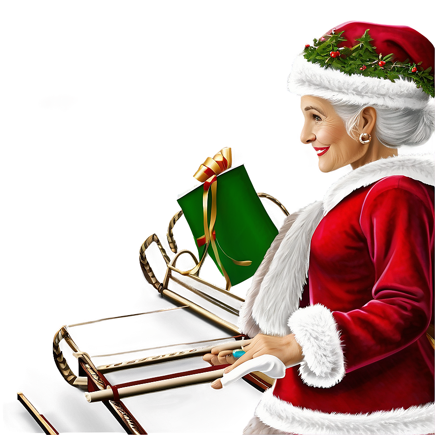 Mrs Claus In Sleigh Png 06292024 PNG Image