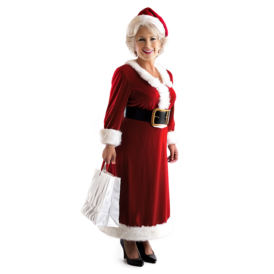 Mrs Claus With Gift Bag Png Ser PNG Image