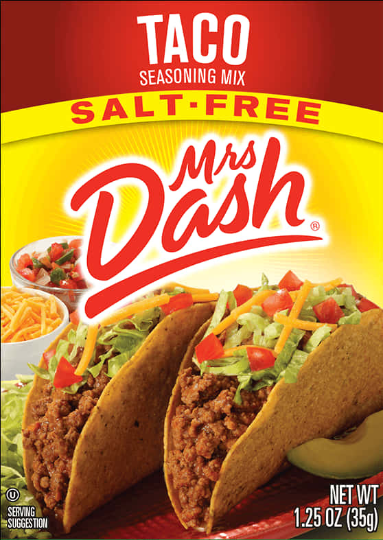 Mrs Dash Salt Free Taco Seasoning Mix Packet PNG Image