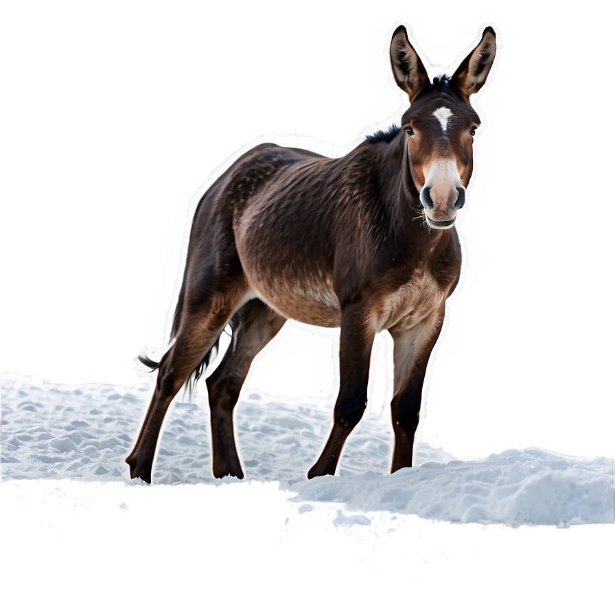 Mule In Snow Scene Png Oia PNG Image