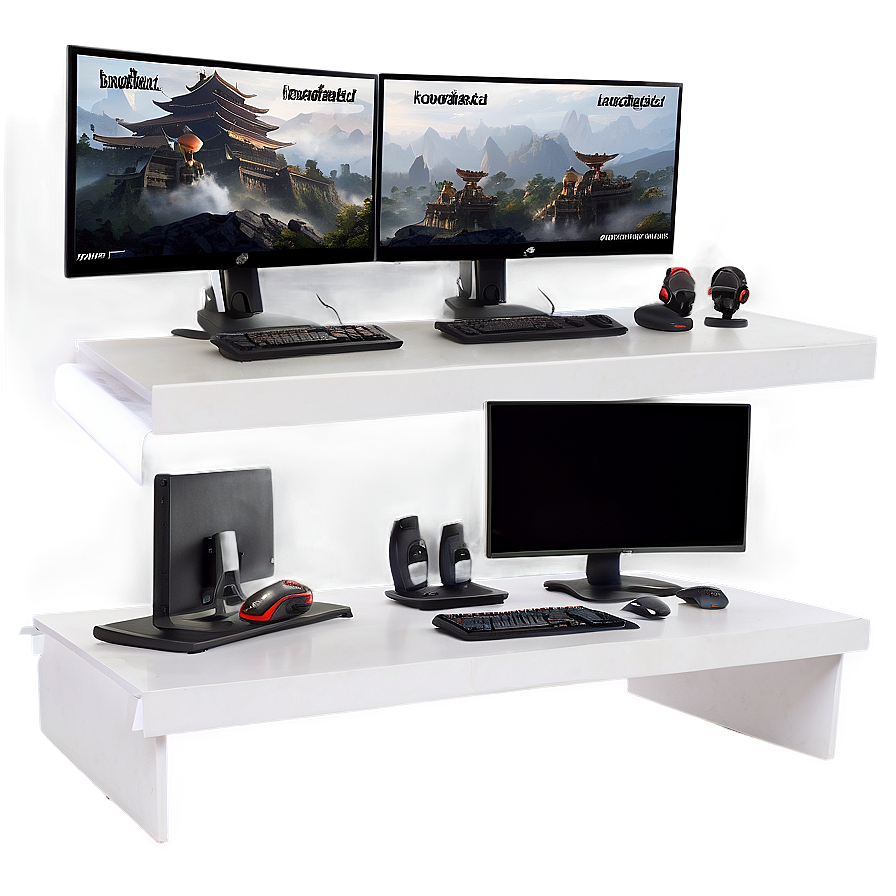 Multi-monitor Gaming Desk Png Pjl28 PNG Image