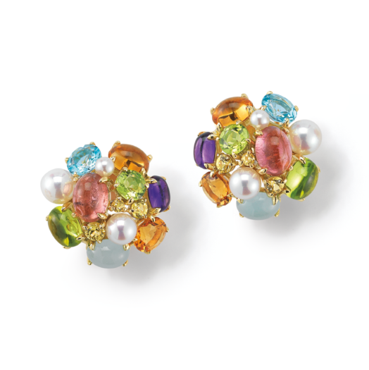 Multicolored Gemstone Earrings Product Photography PNG Image