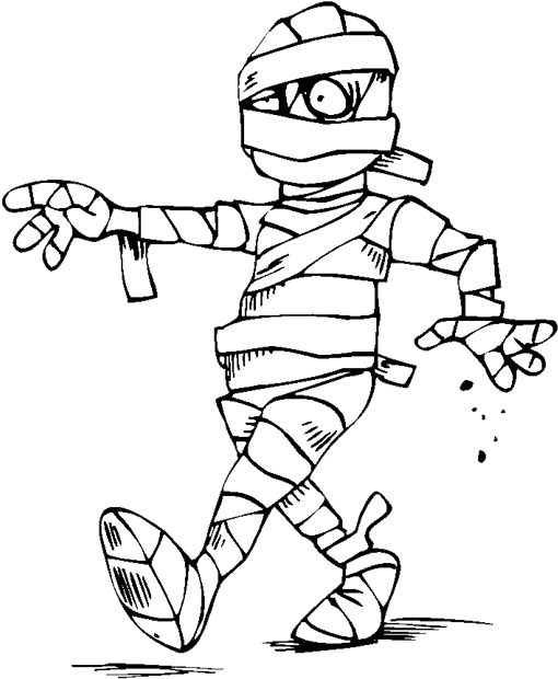 Mummy Cartoon Coloring Page PNG Image