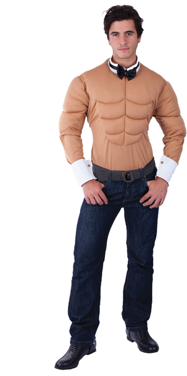 Muscle Costume Man Posing PNG Image