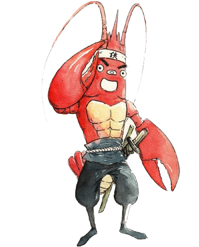 Muscled Shrimp Cartoon Character PNG Image