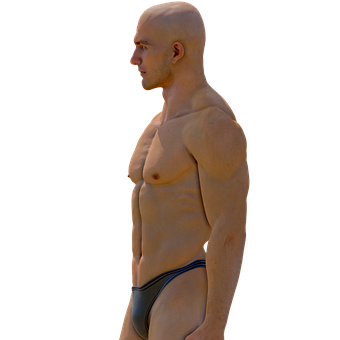 Muscular Bald Man Profile View PNG Image