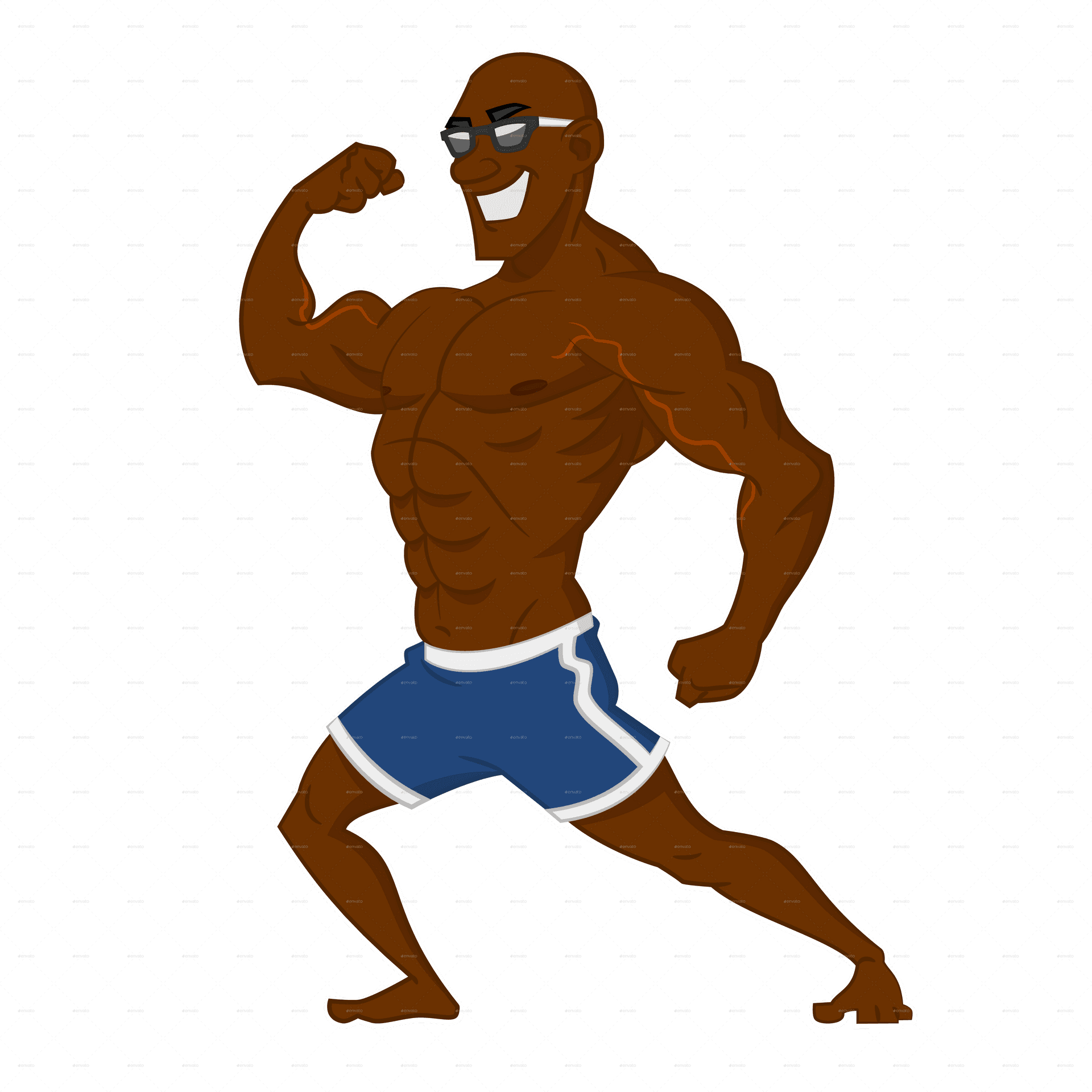 Muscular Cartoon Character Flexing.png PNG Image