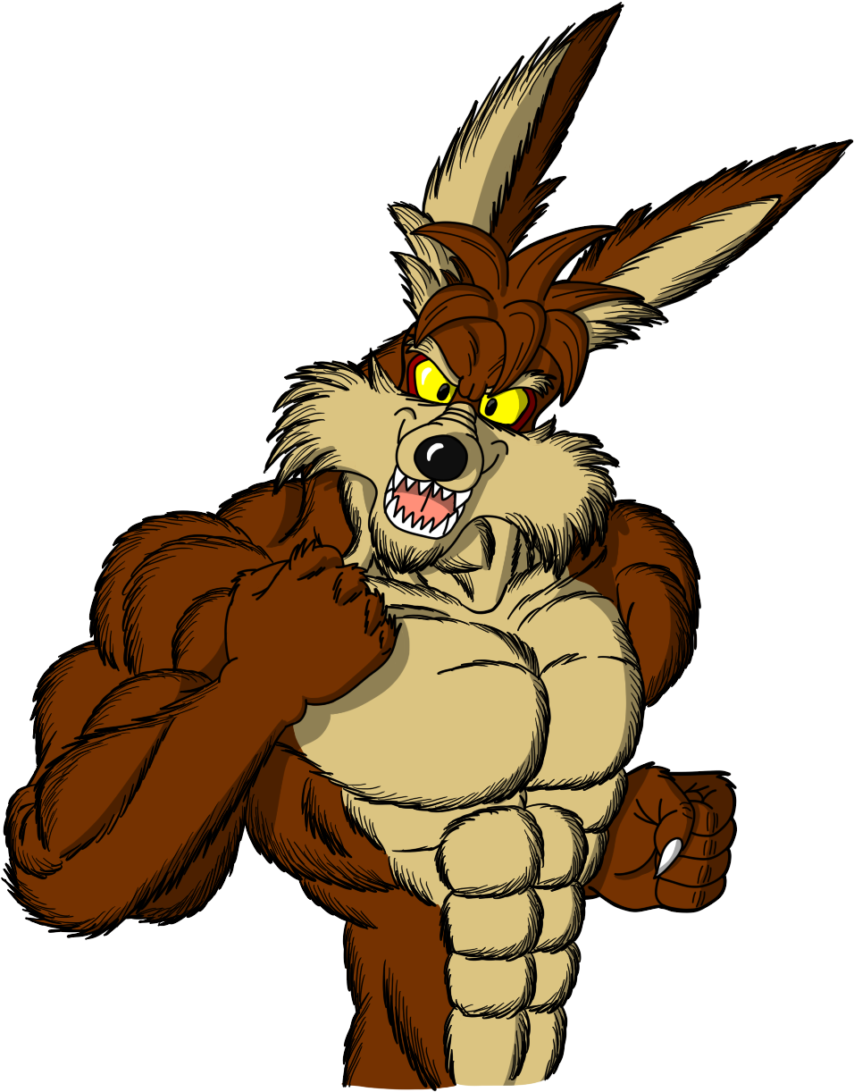 Muscular Cartoon Coyote Illustration PNG Image