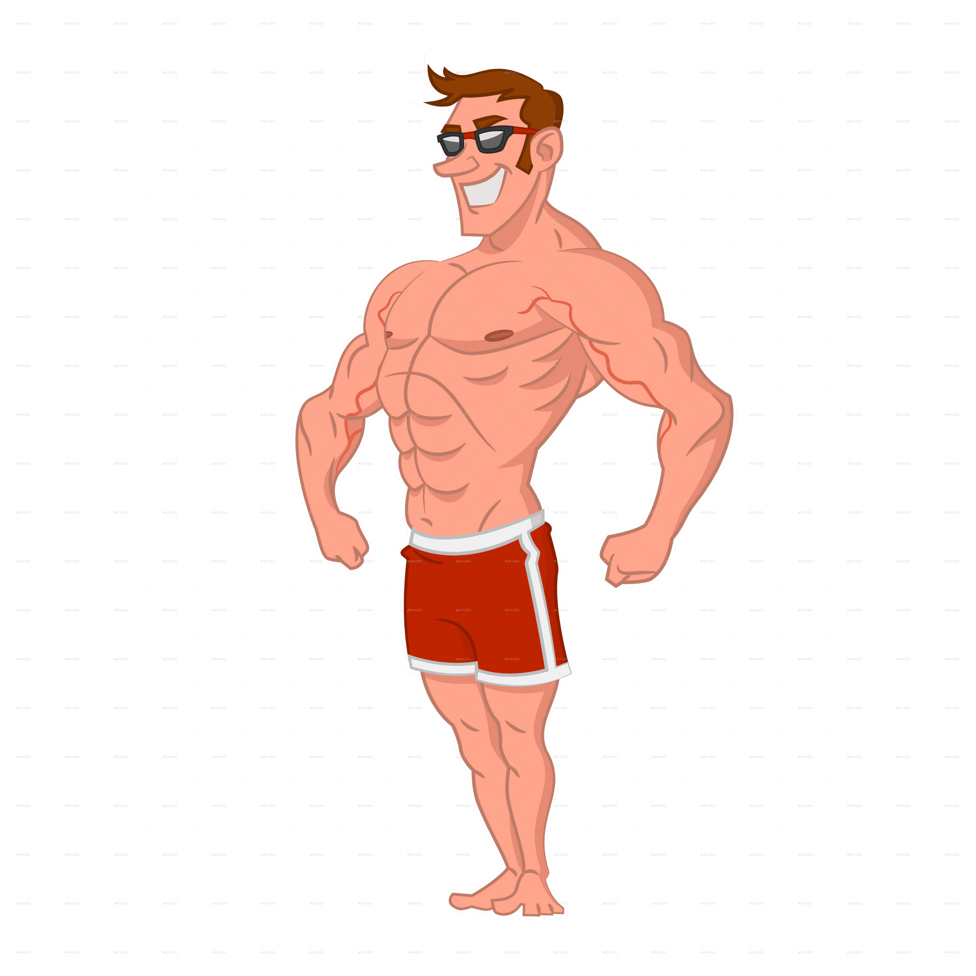 Muscular Cartoon Man Posing.png PNG Image