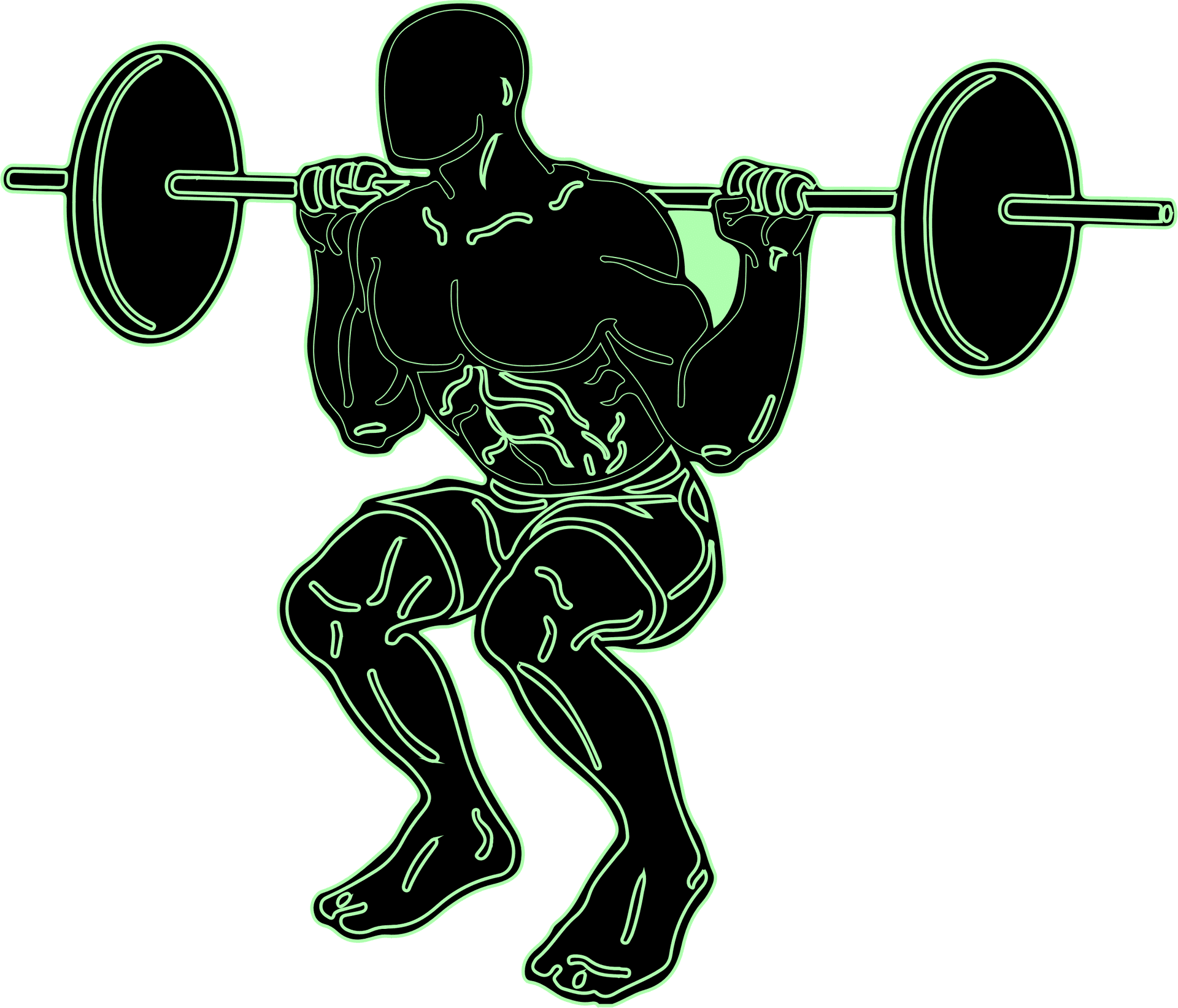 Muscular Figure Performing Barbell Squat PNG Image