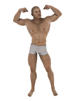 Muscular Man Flexing Pose PNG Image