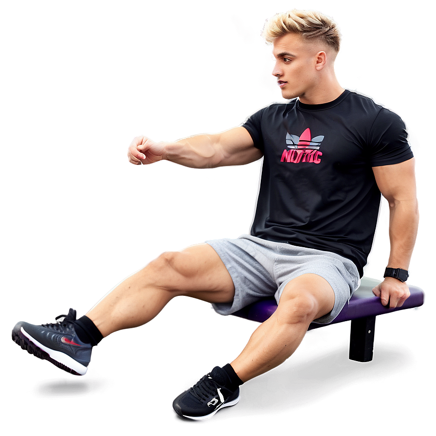 Muscular Man Flexingon Bench PNG Image