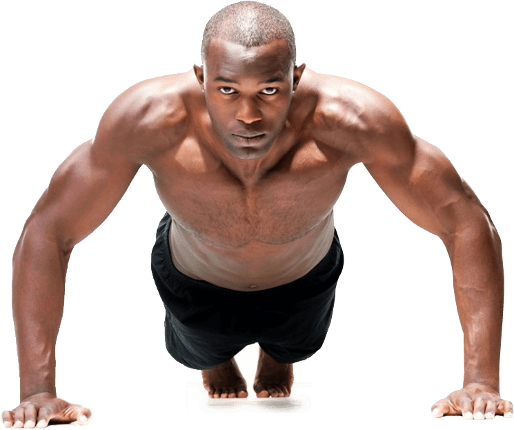 Muscular Man Performing Push Up PNG Image