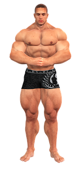 Muscular Man Posingin Black Shorts PNG Image