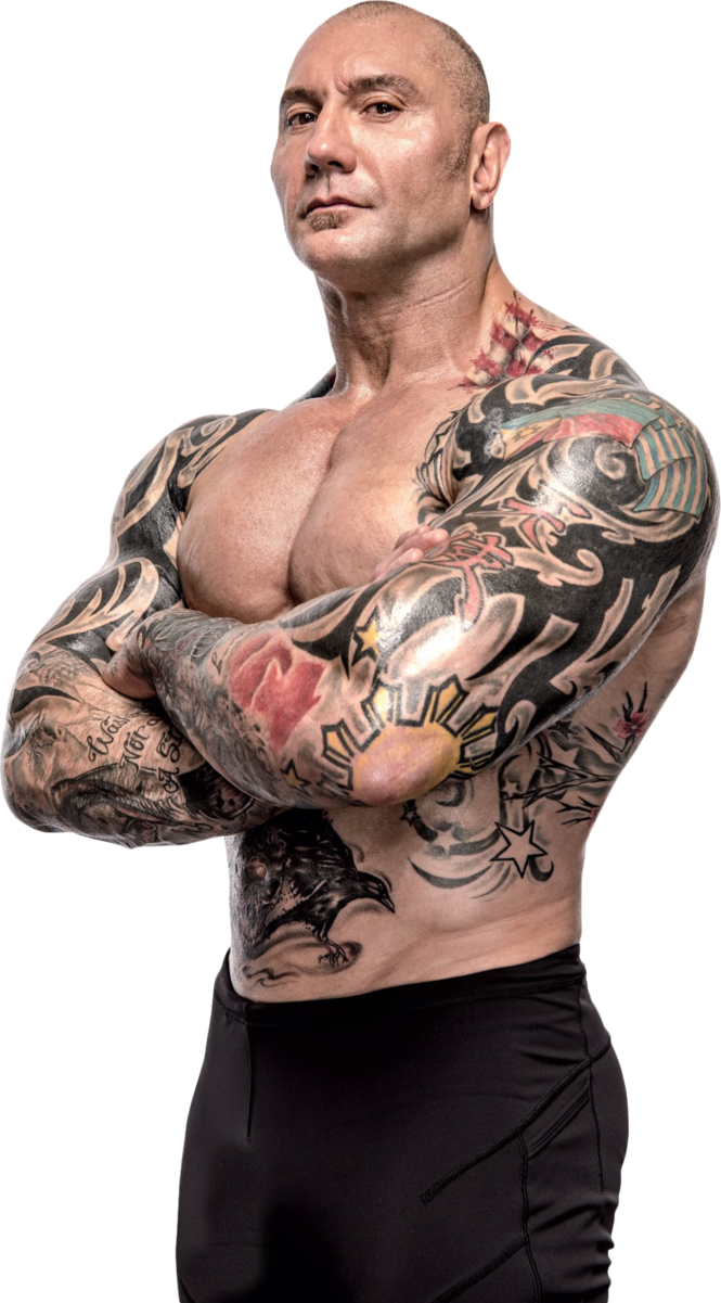 Muscular Tattooed Man Crossed Arms PNG Image