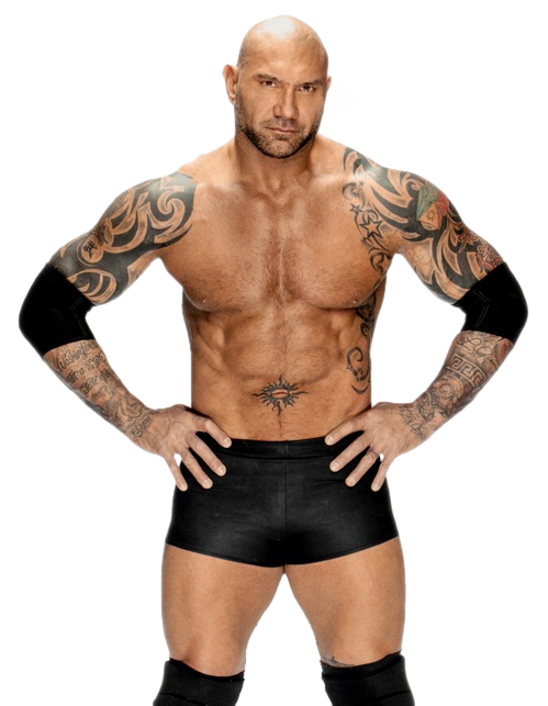 Muscular Tattooed Wrestler Pose PNG Image