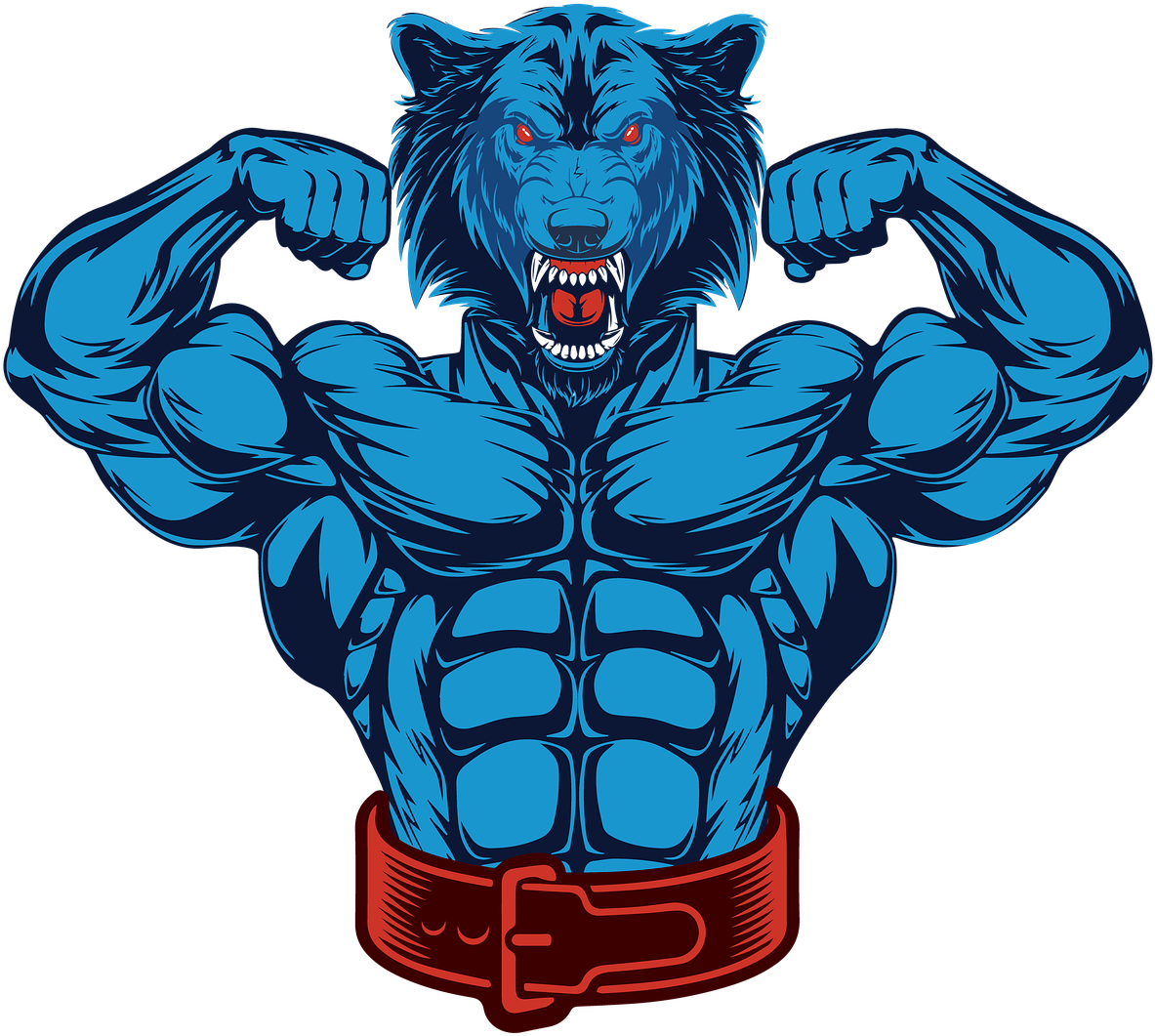 Muscular Werewolf Flexing Vector PNG Image