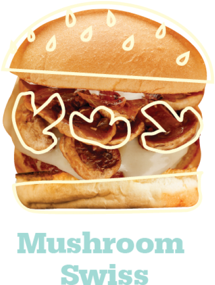 Mushroom Swiss Hamburger Illustration PNG Image