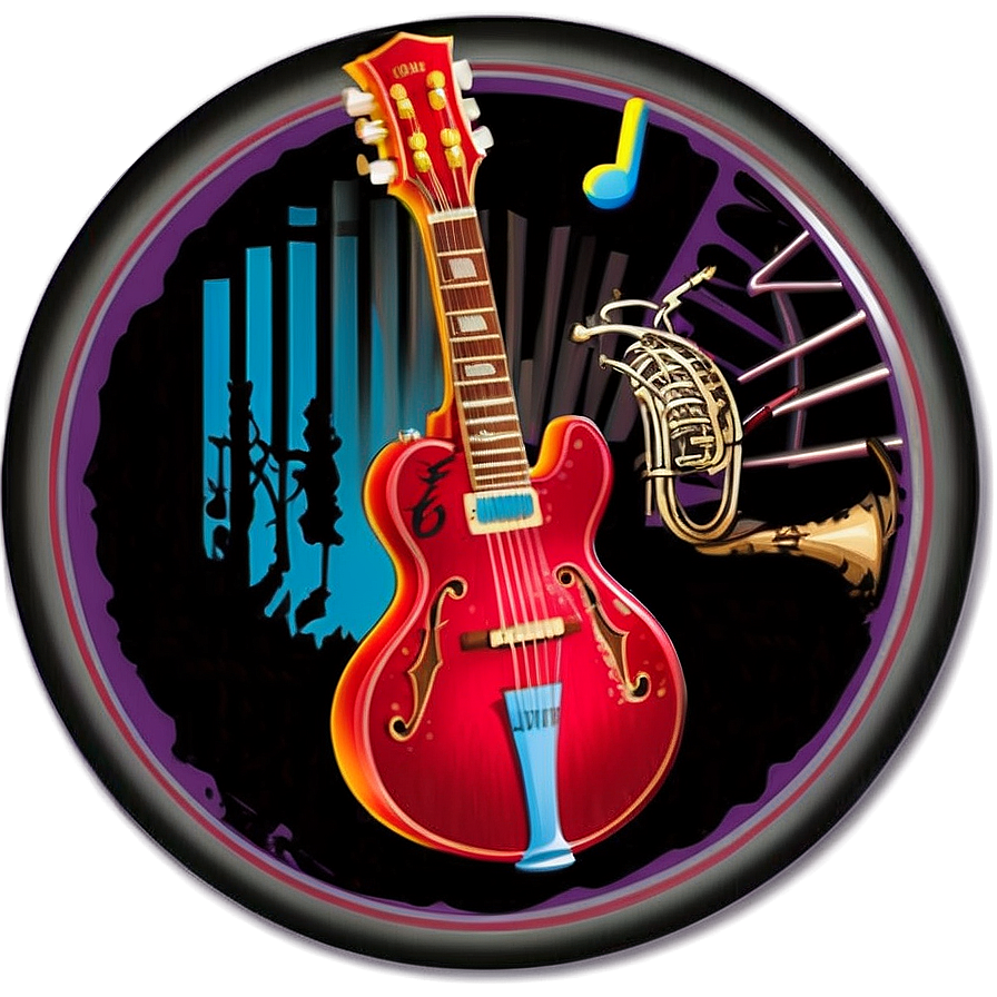 Music Band Circular Sticker Png Mil53 PNG Image