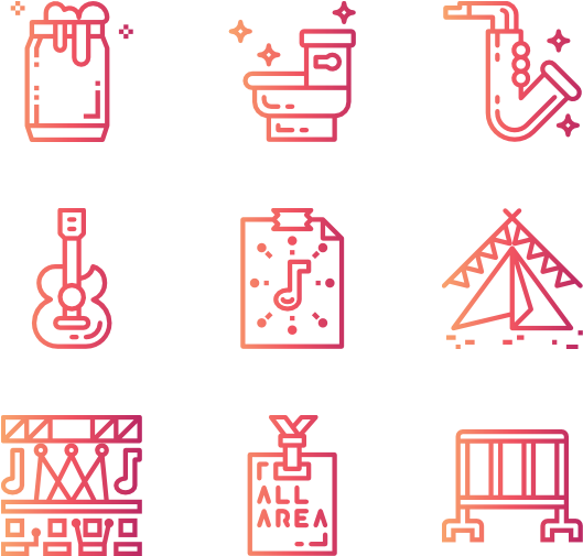 Music Festival Icons Set PNG Image