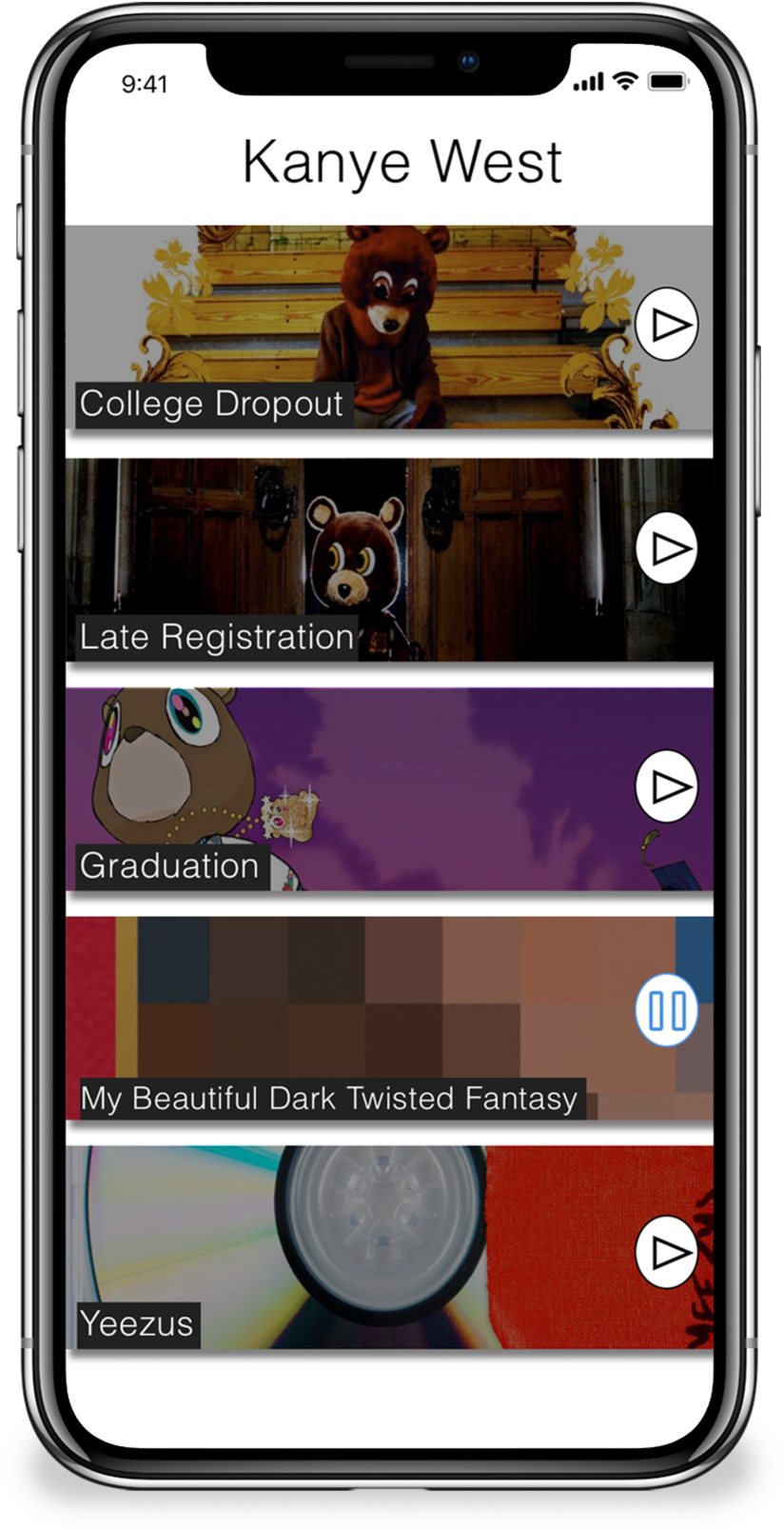 Music Player Album Selection Screen PNG Image