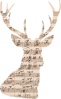 Musical Deer Silhouette PNG Image