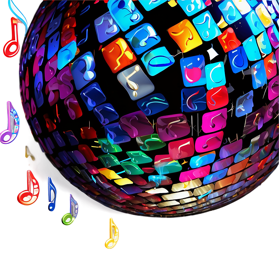 Musical Disco Ball Symphony PNG Image