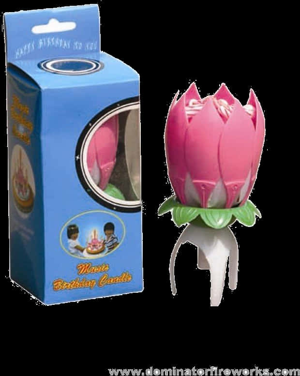 Musical Lotus Birthday Candle Packaging PNG Image