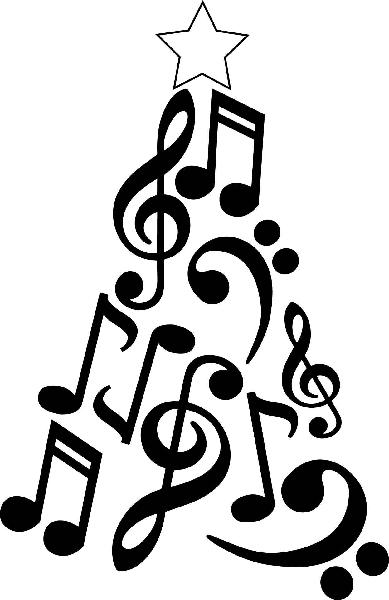 Musical Notes Christmas Tree PNG Image