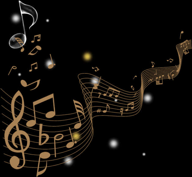 Musical Notes Floatingin Space PNG Image