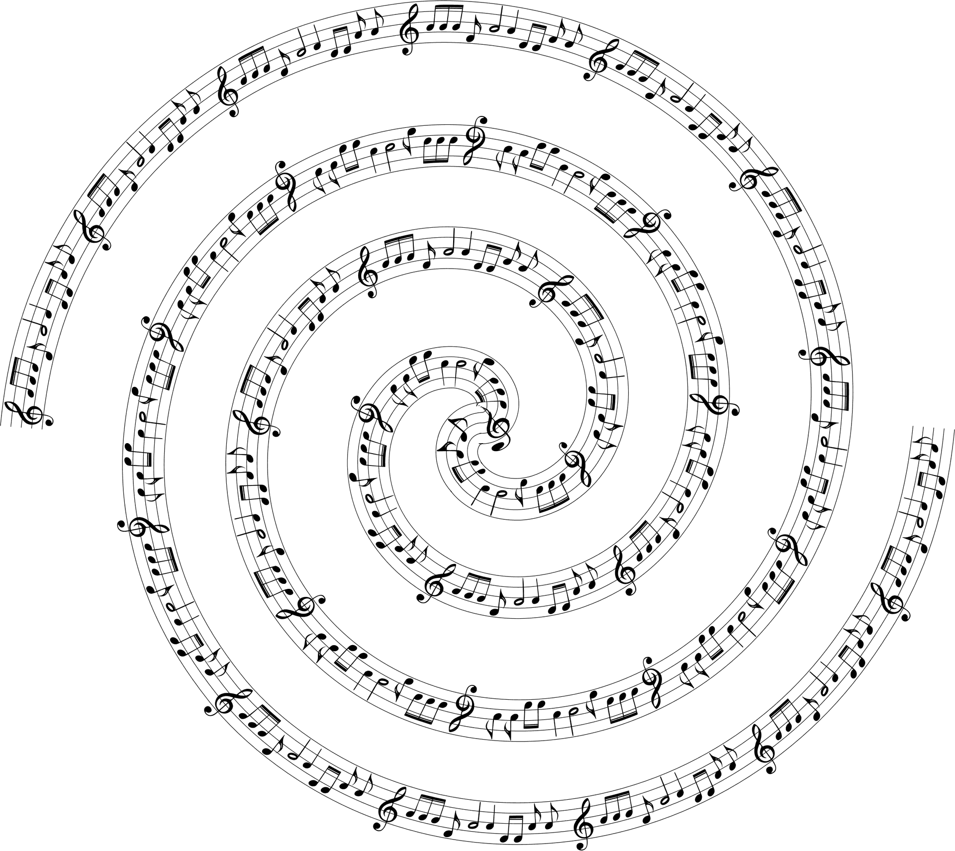 Musical Notes Spiral Design PNG Image