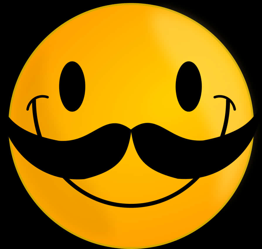 Mustachioed Smiley Face Emoji PNG Image