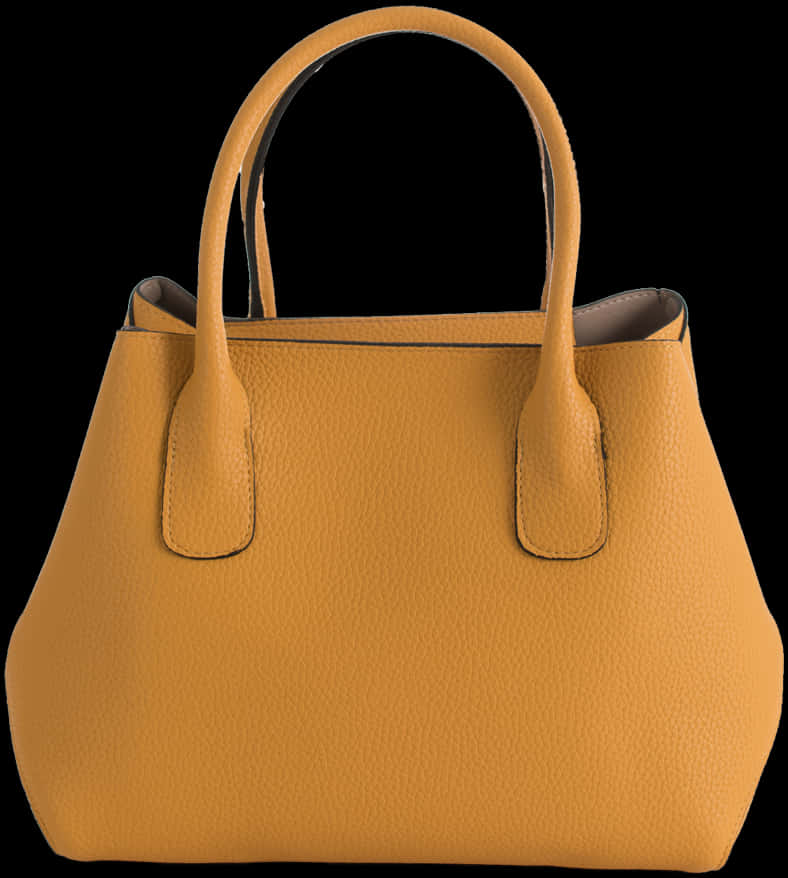 Mustard Yellow Leather Tote Bag PNG Image