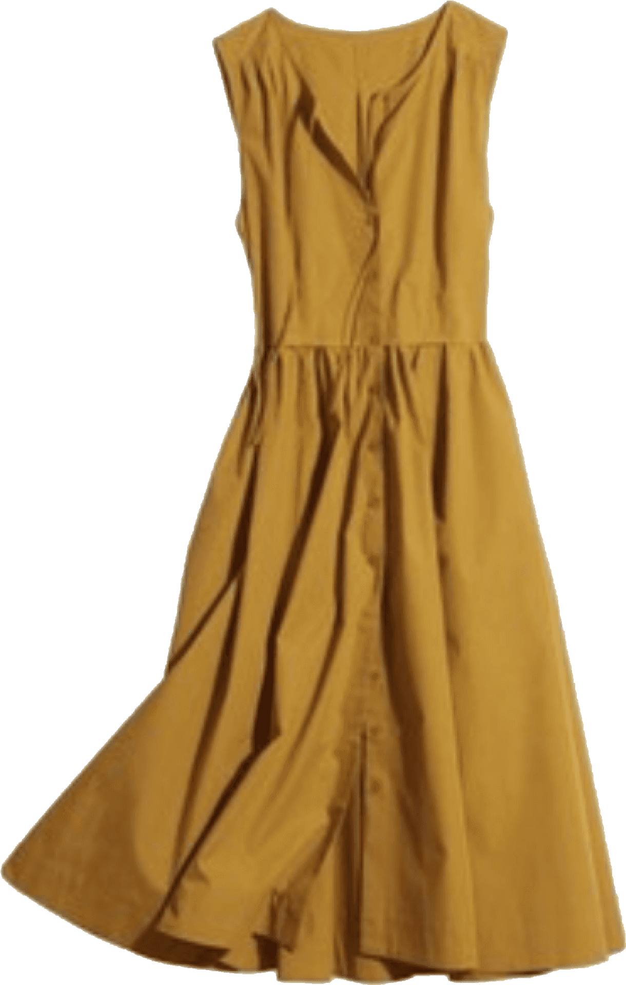 Mustard Yellow Sleeveless Dress PNG Image